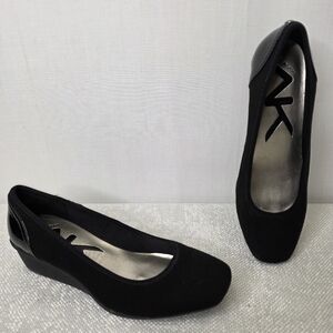Title: Anne Klein Sport ARWISHER Black Fabric Wedge Pumps 6.5M